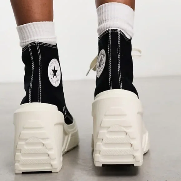 Converse All Star Chuck Taylor Black 70 De Luxe Wedge Hi Platform Sneakers 5.5 - Picture 4 of 12